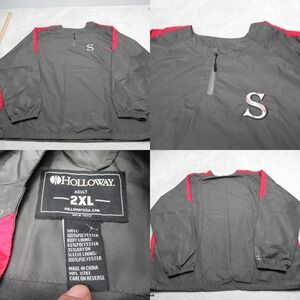 Holloway Golf Jacket Mens 2XL Gray‎ Midweight Windb 1/4 Zip Anorak S Logo